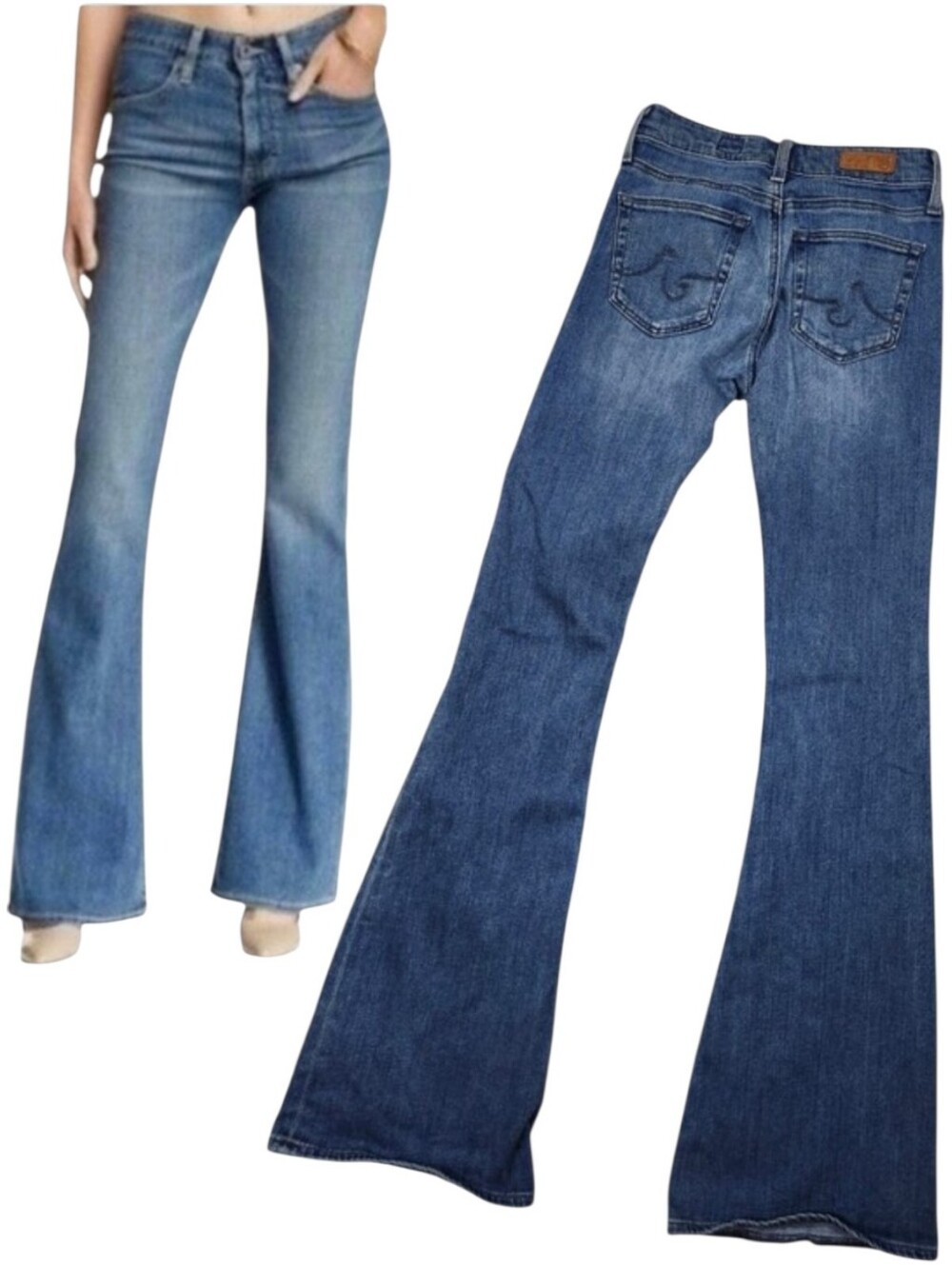 AG Adriano Goldschmied Womens Farrah 70s Bell Bottom Flare Denim Jeans Size 24